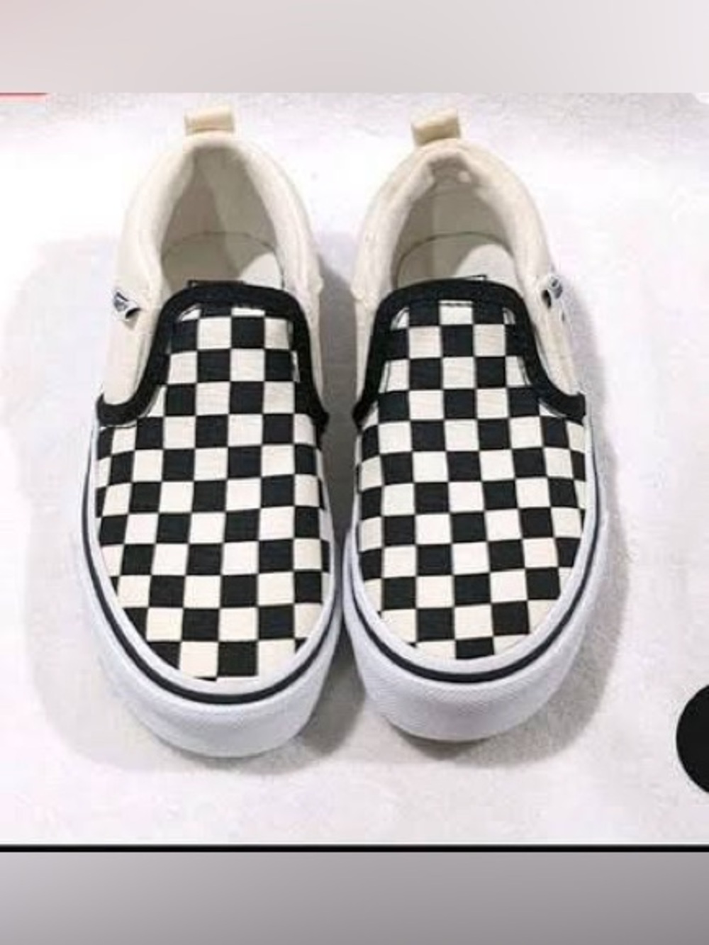 Vans Kids Checker Black/Natural Slip On Asher Shoes